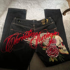 Angel wings Embroidery Jeans