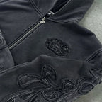 Graphic Embroidery Zipper Hoodie