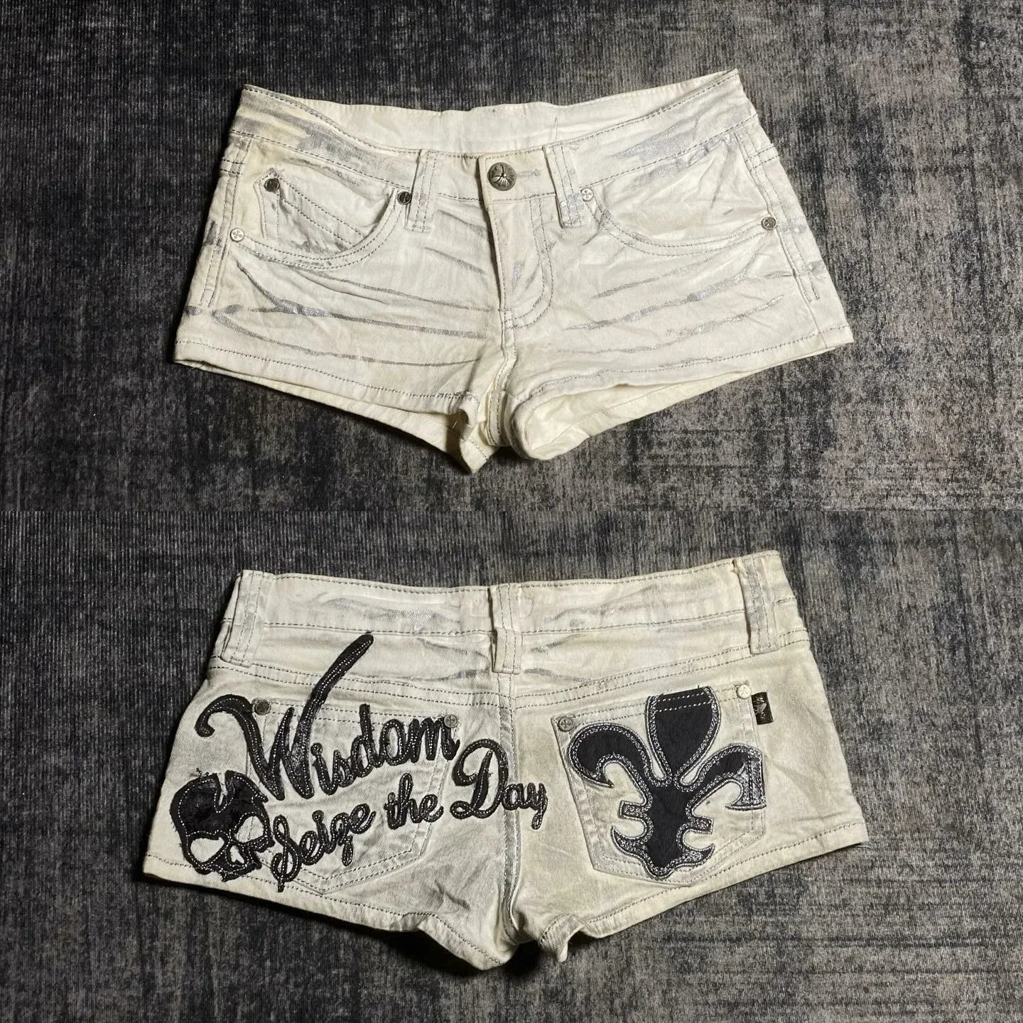 Vintage White Washed Worn-out Mini Shorts