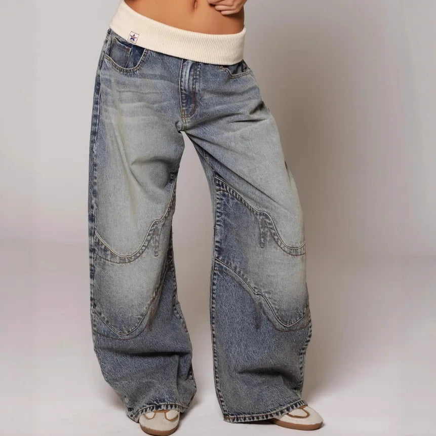 Fold Over Denim Pants