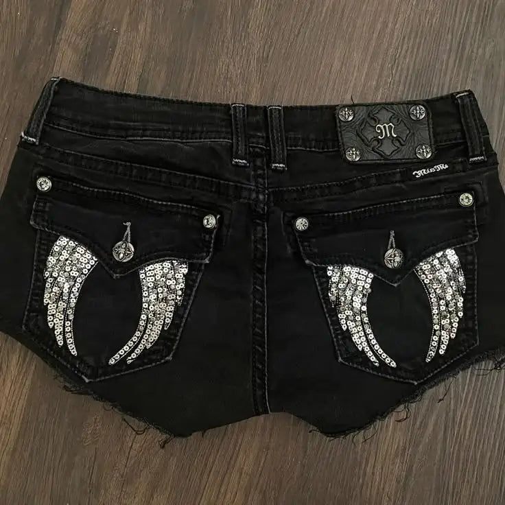 Black Miss Me Shorts