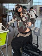 Camouflage Hooded Cardigan - Planet Missy