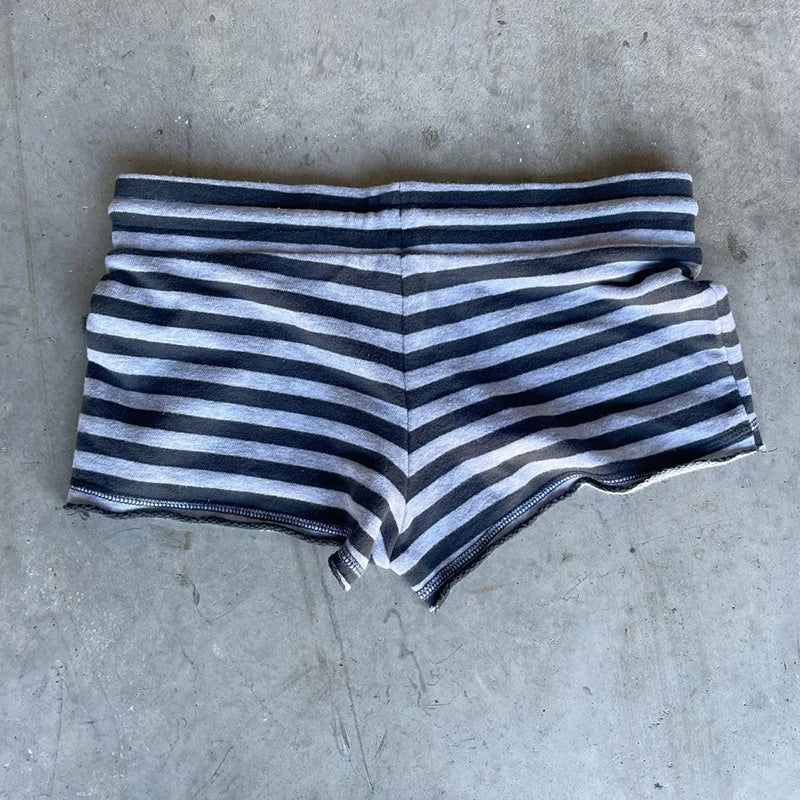 Punk Stripe Y2K Shorts Aesthetics Graphic Print Hip Hop Fashion Pants EMO Vintage Grunge Goth Hot pants Streetwear 2000S Casual