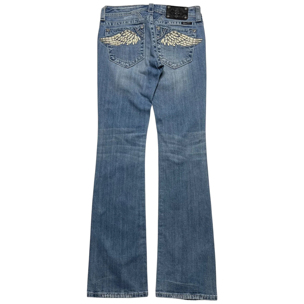 Bootcut Wing Embroidered Denim Jeans