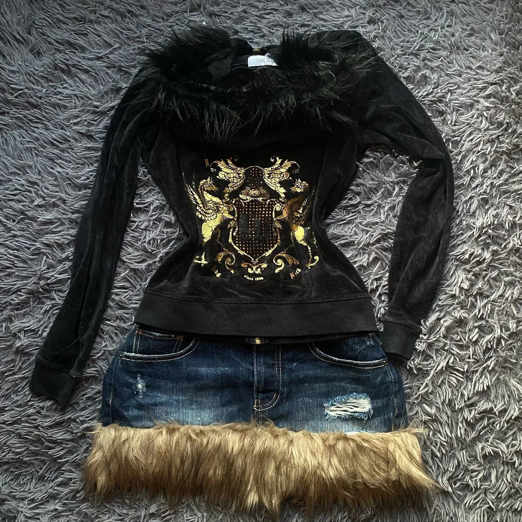 Black 2000's style zip up