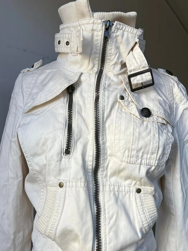Retro White Winter Jacket - Planet Missy