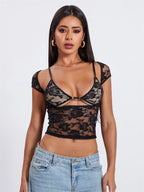 2 Piece Tops Sets Lace Tank Tops