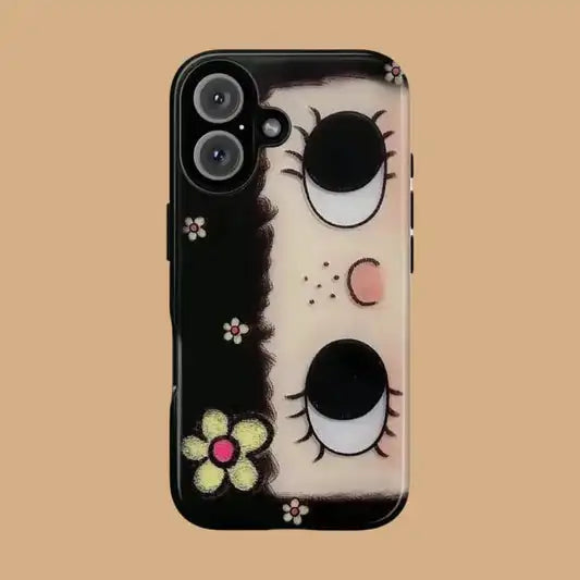 Clmj BIG EYES COMIC GIRL Phone Case for iPhone 17 16e 16 15 14 13 12 11 X XS XR XSMAX Air Pro Max Plus Luxury Double-layer Cover - Planet Missy