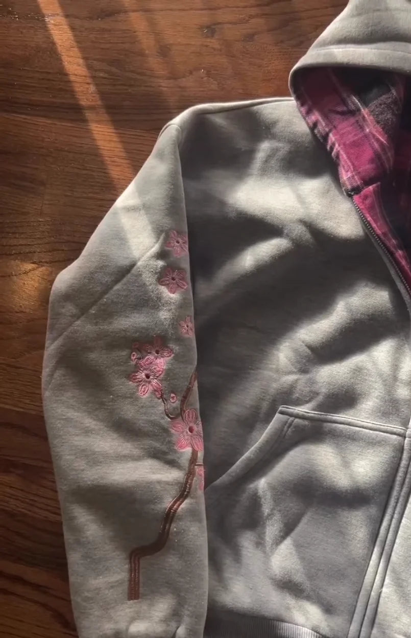 Plaid Reversible Zip Hoodie - Planet Missy