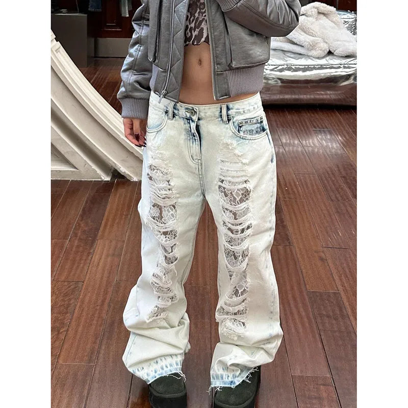Light Blue Distressed Jeans - Planet Missy