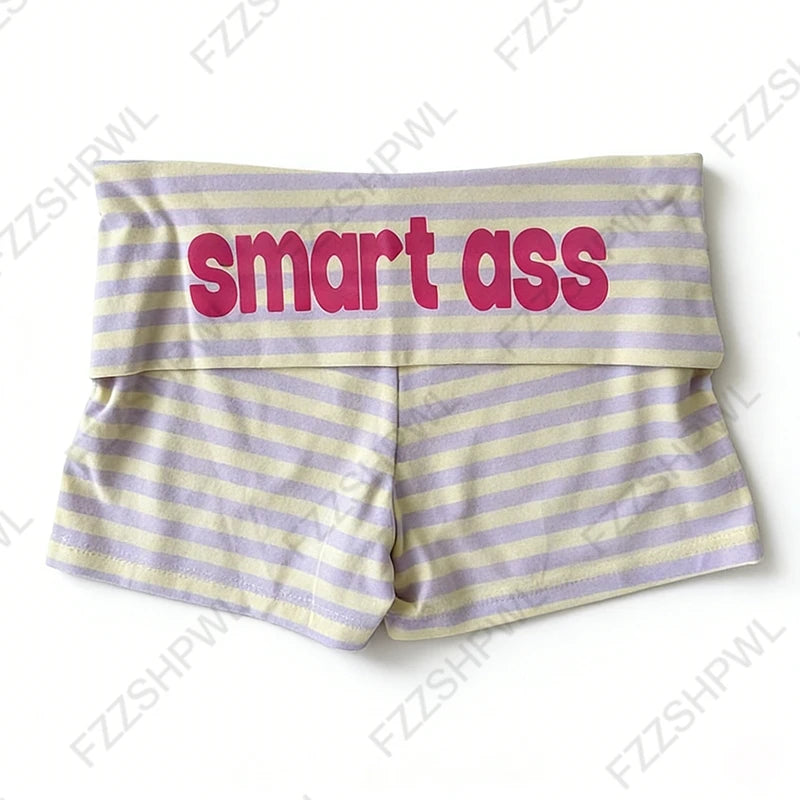 Women's Y2K Aesthetic Striped Mini Shorts Sexy Slim Casual High-Waisted Print Hot Pants Harajuku Vintage Hotties Summer Bottoms - Planet Missy