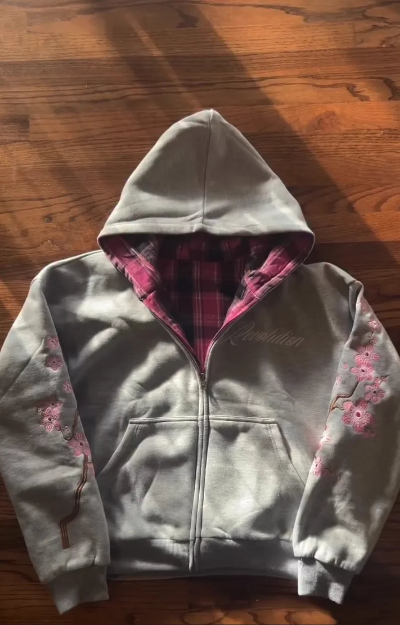 Plaid Reversible Zip Hoodie