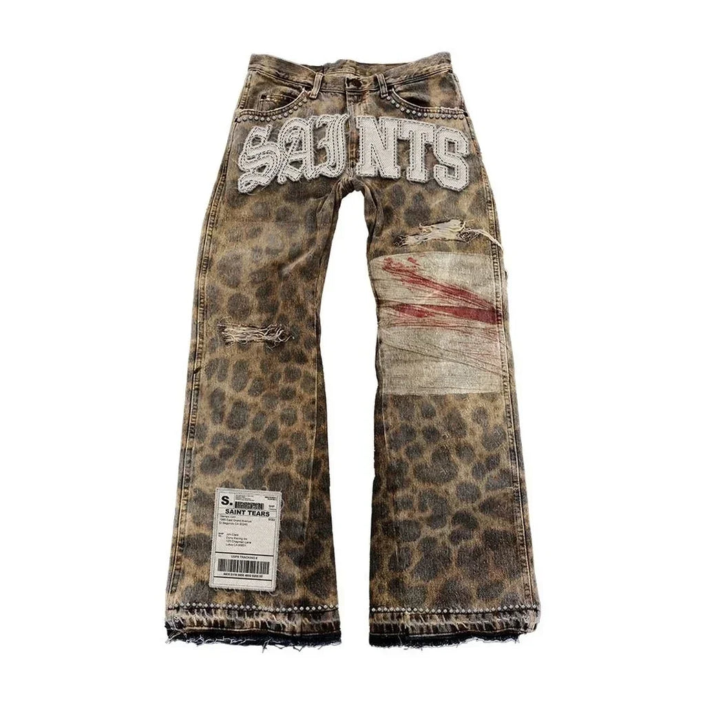 Saints Cheetah Straight Leg Pants