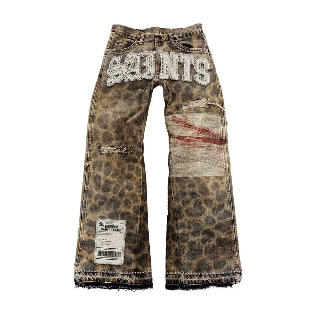 Saints Cheetah Straight Leg Pants - Planet Missy