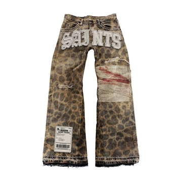 Saints Cheetah Straight Leg Pants - Planet Missy