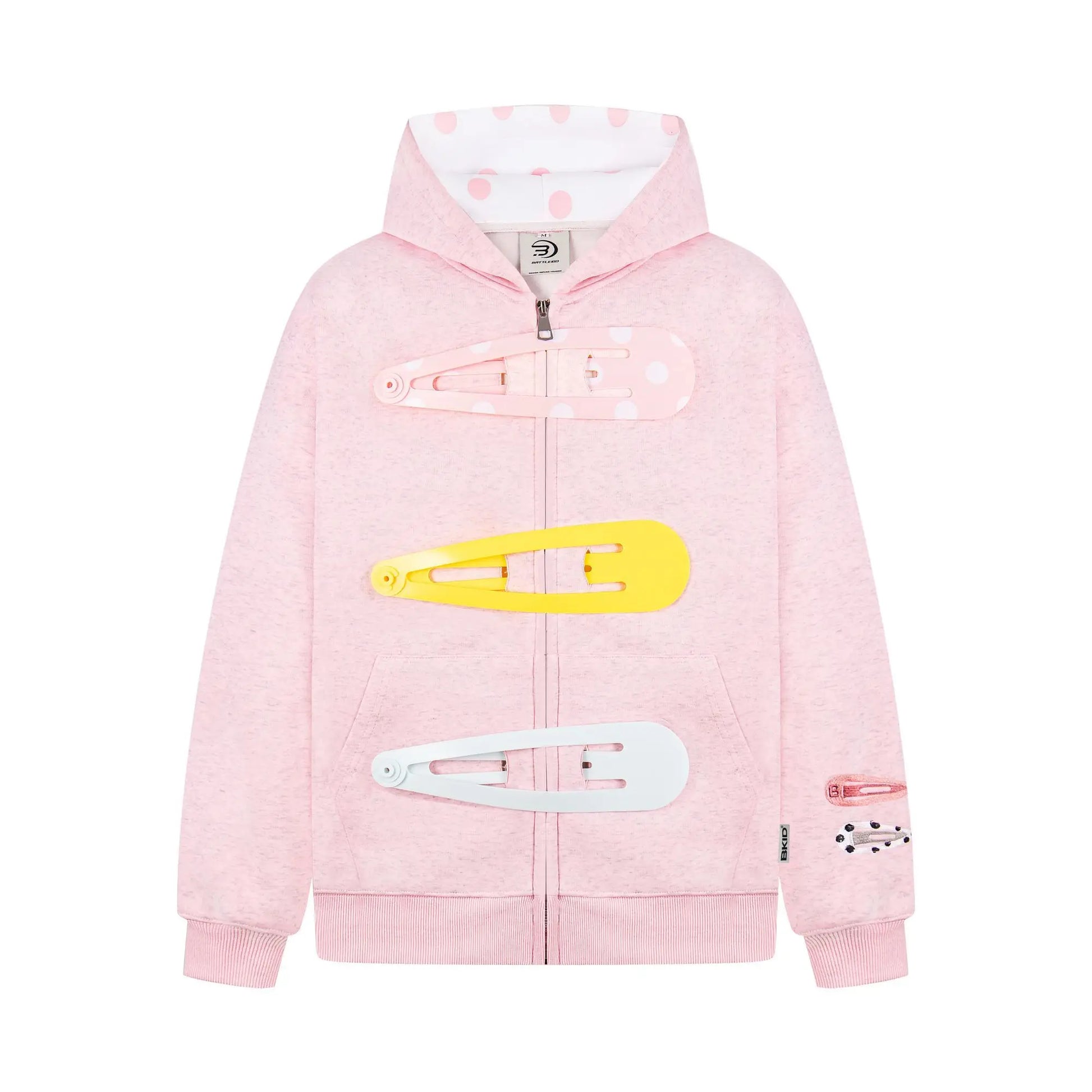 Korean Retro Interesting Design Detachable Hairpin Sweatshirt New Sweet Cute Retro Y2K Zipper Jacket Mint Blue Polka Dot Hoodie - Planet Missy