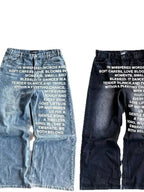 Lettered Straight Leg Jeans