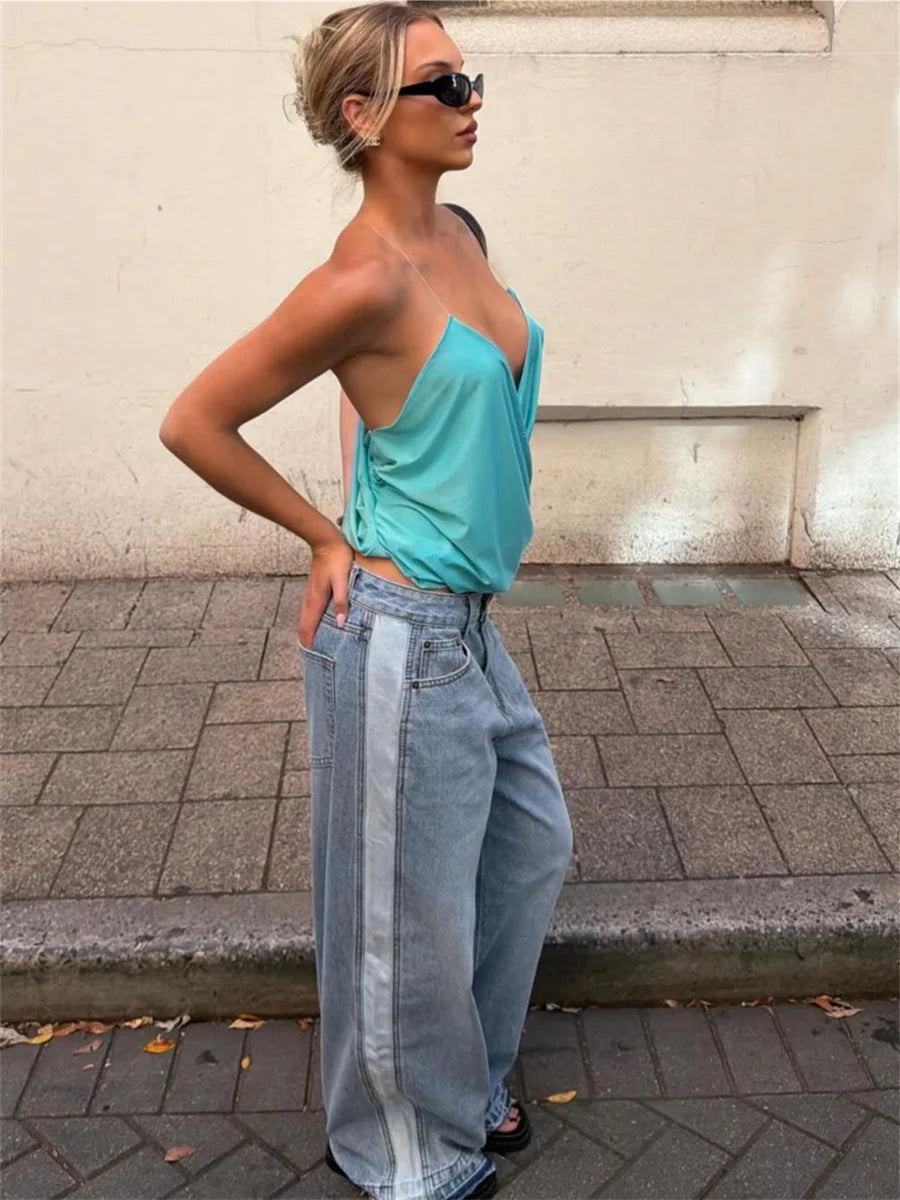 Blue Draped Cami Top