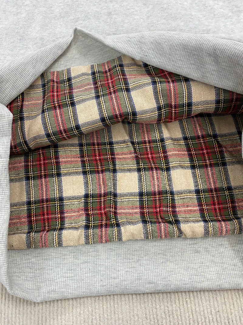 Plaid Print Loose Hoodie - Planet Missy