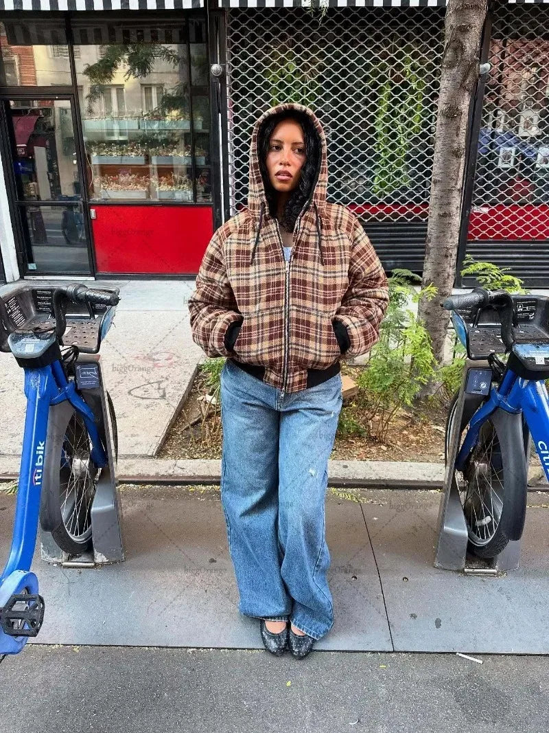 Checkered Stripe Oversized Hoodie