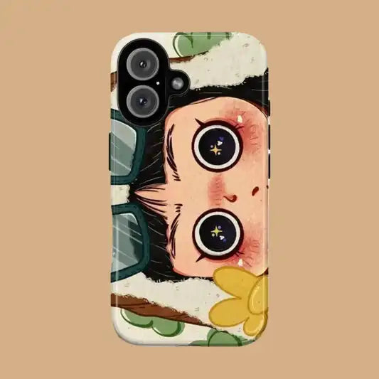 Clmj BIG EYES COMIC GIRL Phone Case for iPhone 17 16e 16 15 14 13 12 11 X XS XR XSMAX Air Pro Max Plus Luxury Double-layer Cover - Planet Missy