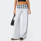 Patchwork Low Waisted Fold Over Pants