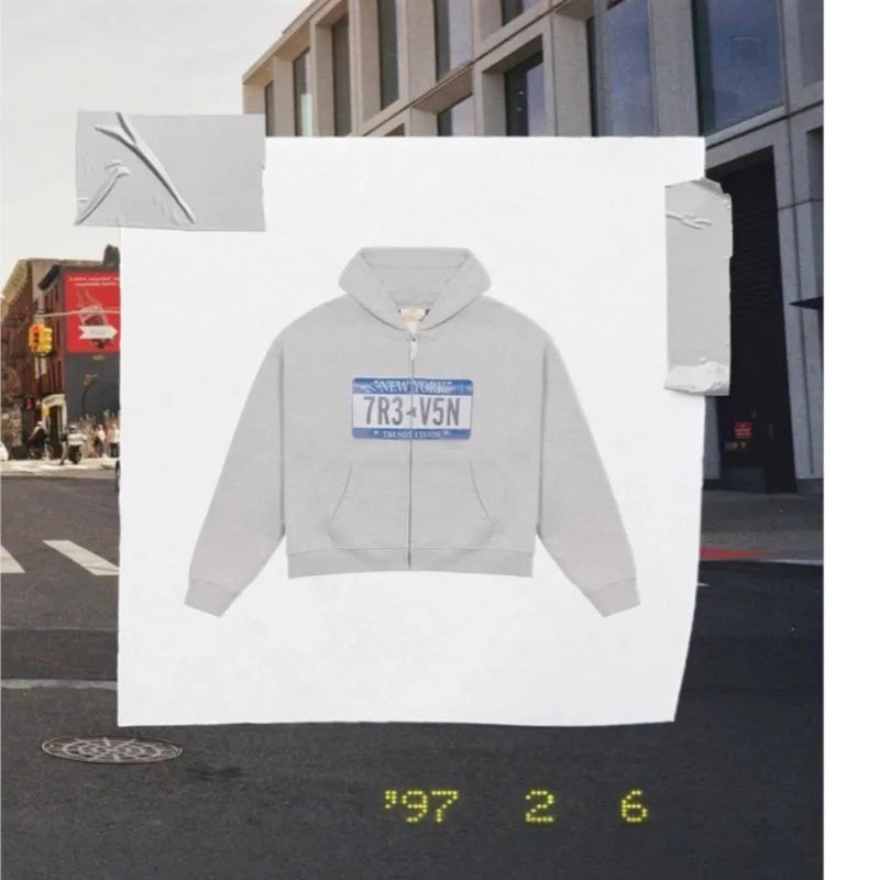 Urban License Plate Zip Hoodie - Planet Missy