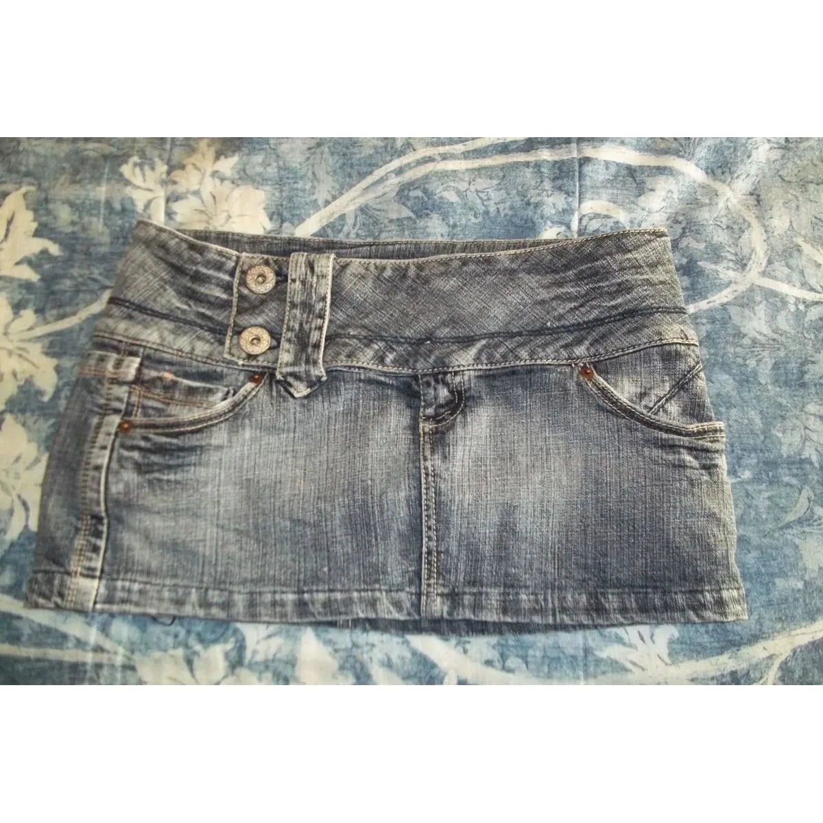 Blue Dark Wash Y2K Micro Skirt - Planet Missy