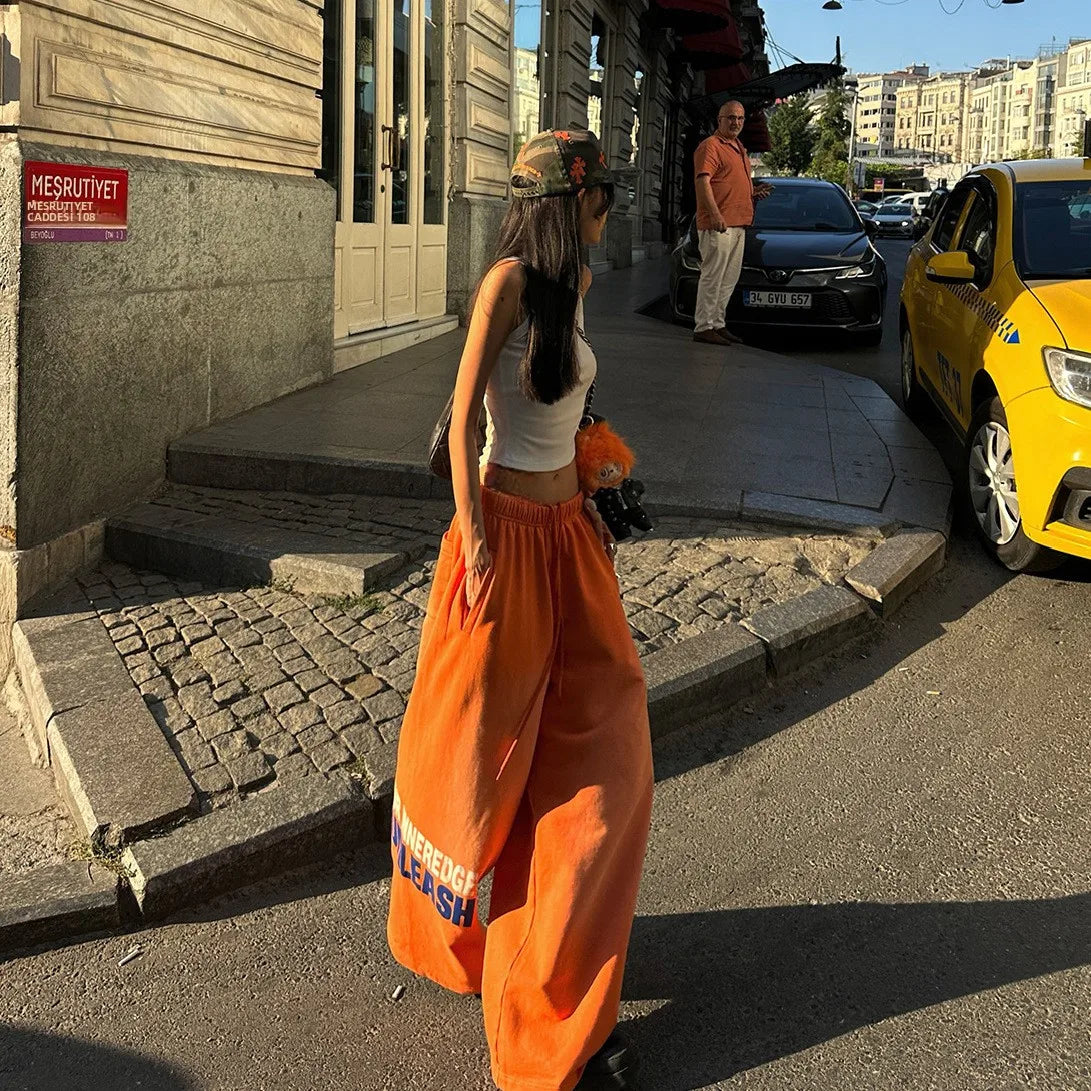 Blaze Letter Wide-Leg Joggers