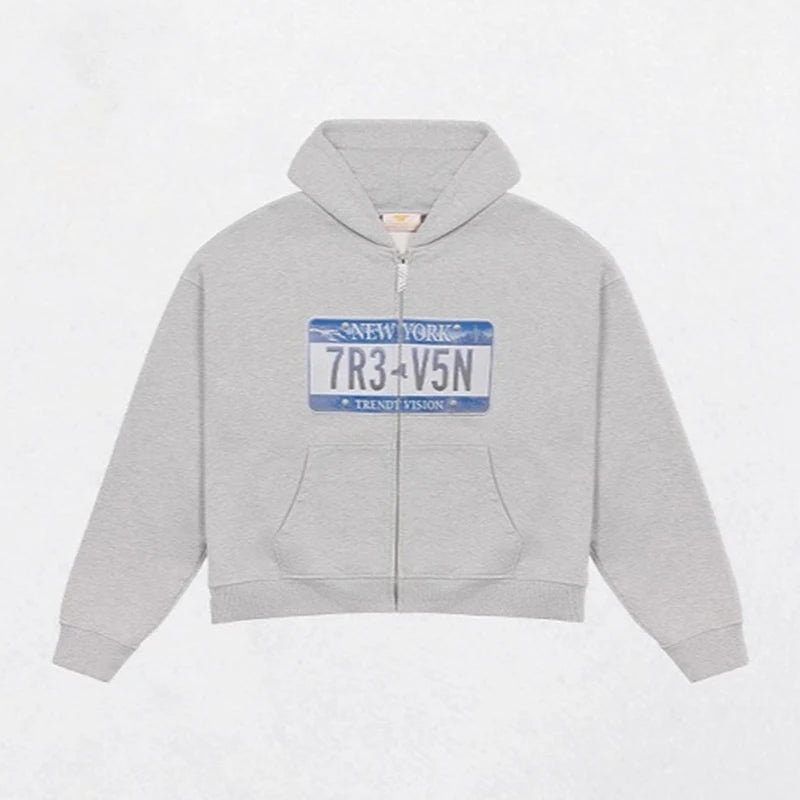Urban License Plate Zip Hoodie - Planet Missy