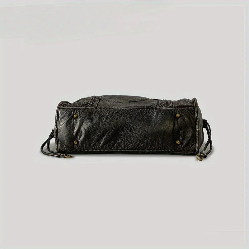 Vintage Washed Soft Leather Tote Bag - Planet Missy