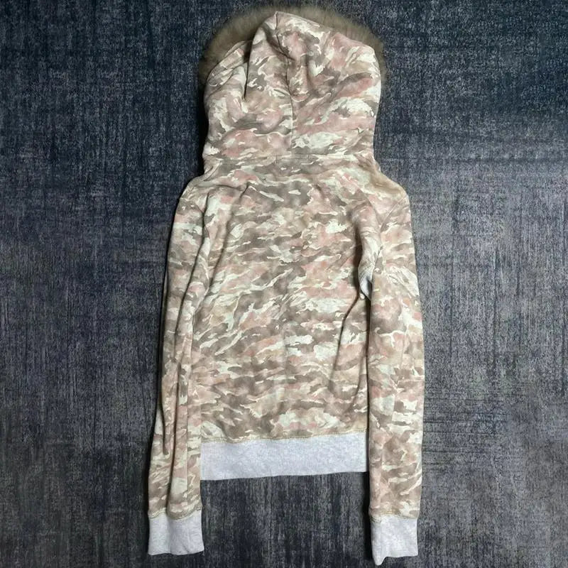 Faux Fur Collar Camouflage Jacket