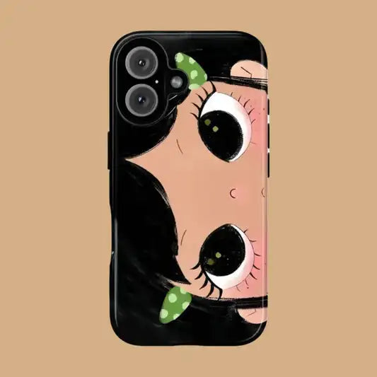Clmj BIG EYES COMIC GIRL Phone Case for iPhone 17 16e 16 15 14 13 12 11 X XS XR XSMAX Air Pro Max Plus Luxury Double-layer Cover - Planet Missy