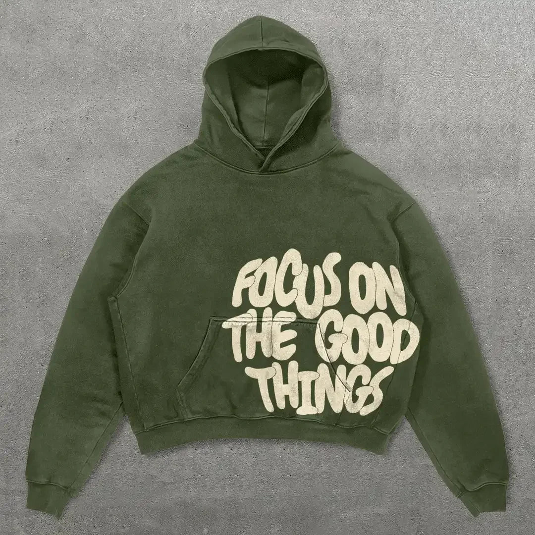 Focus On The Good Things Hoodie - Planet Missy