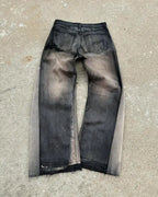 Distressed Charcoal Straight-Leg Jeans
