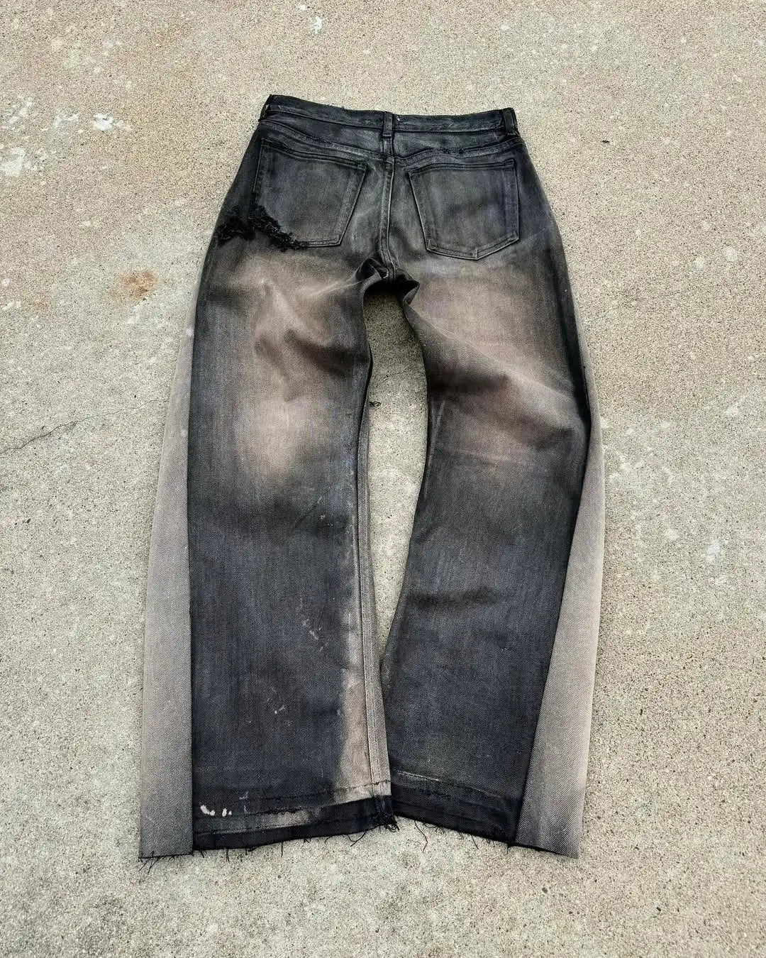 Distressed Charcoal Straight-Leg Jeans