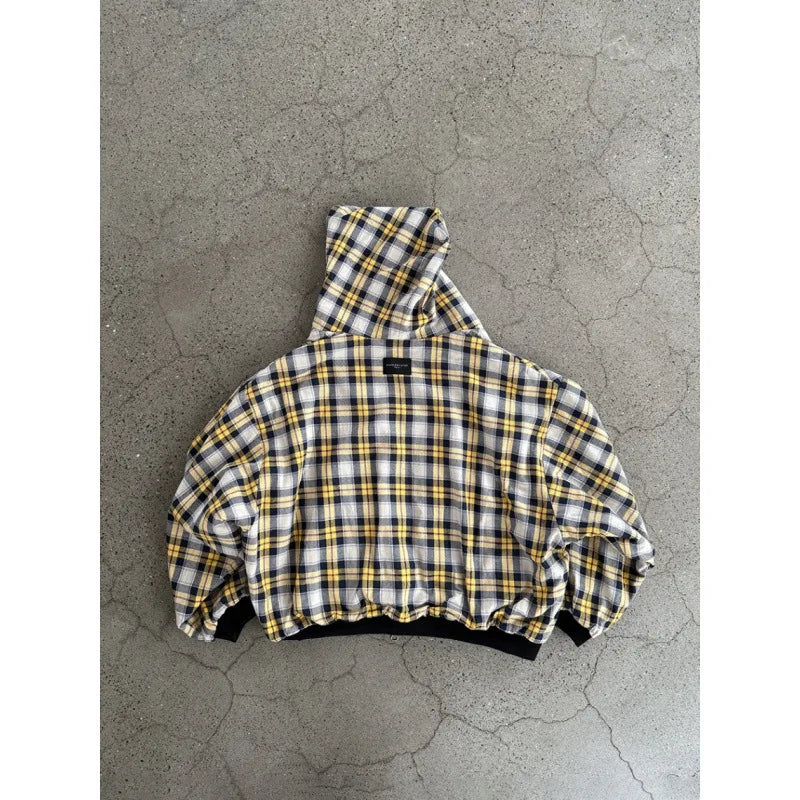 Double-Sided Plaid Hoodie - Planet Missy