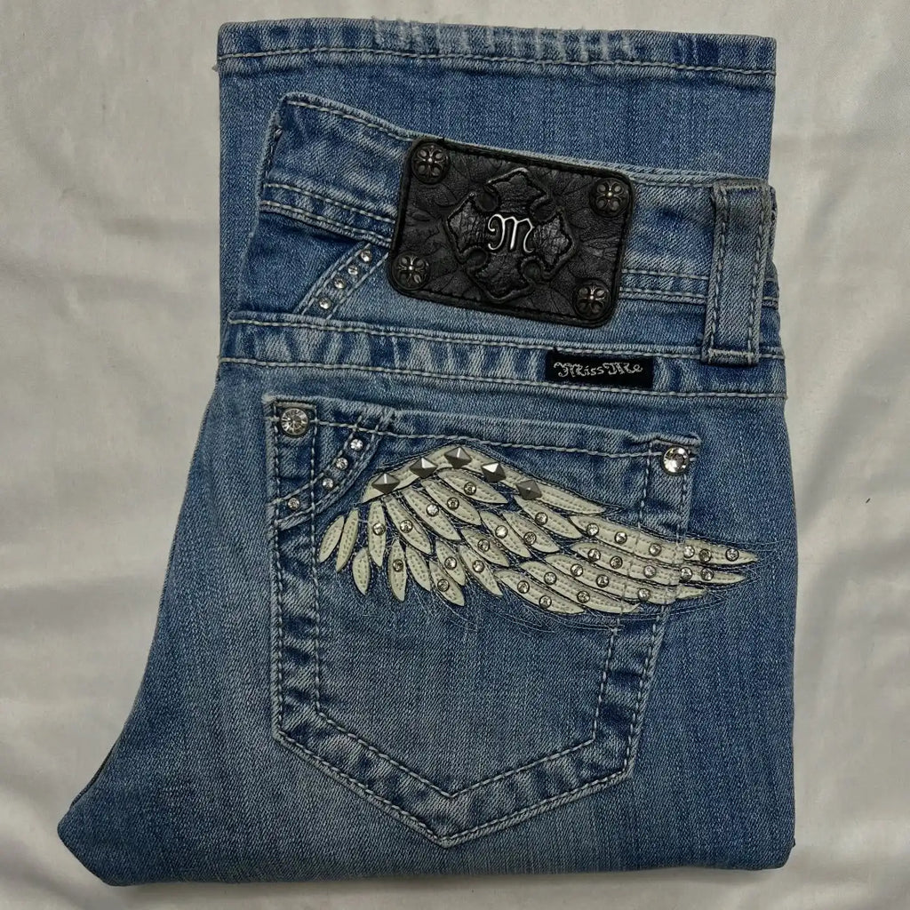 Bootcut Wing Embroidered Denim Jeans