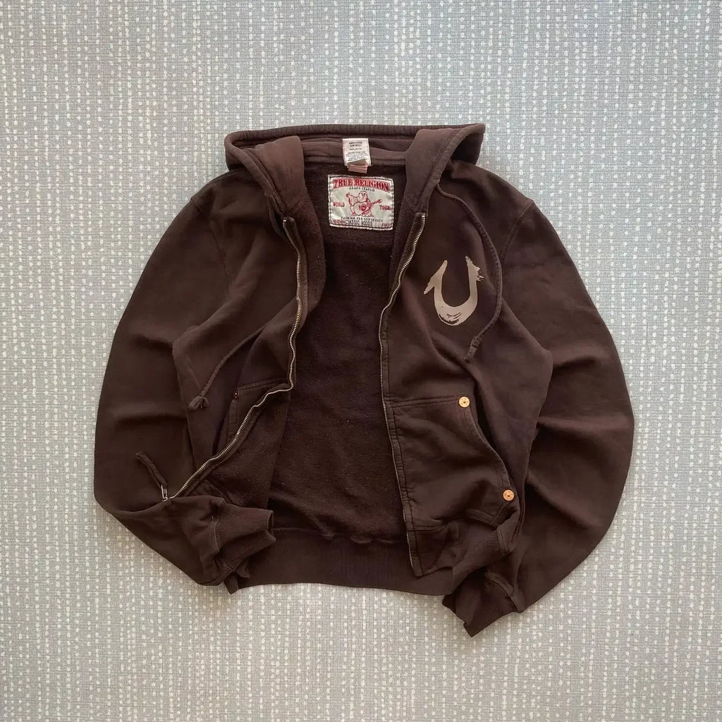 Brown Zip Up Hoodie