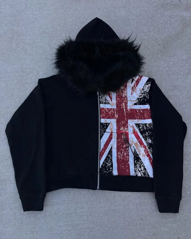 Flagged Zip Hoodie