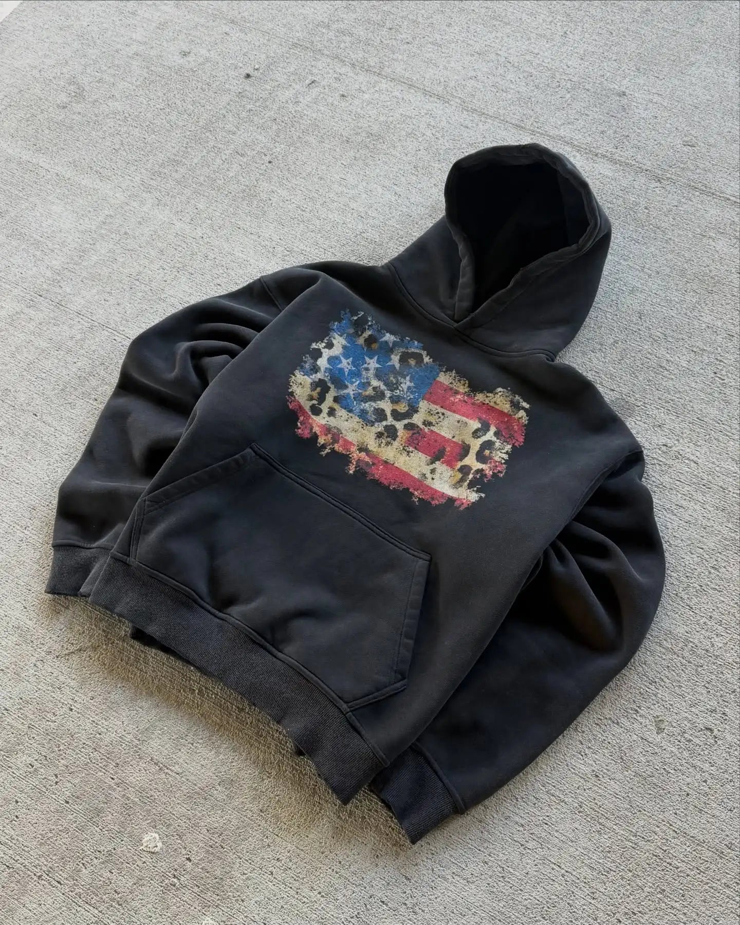 American Star Spotted Banner Hoodies Women Oversized Pullover Sweatshirt Y2k Tops Streetwear Harajuku Couples K Pop Clothes - Planet Missy