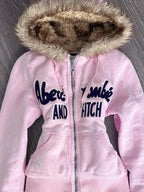 Pink Vintage Style Zip Up Jacket