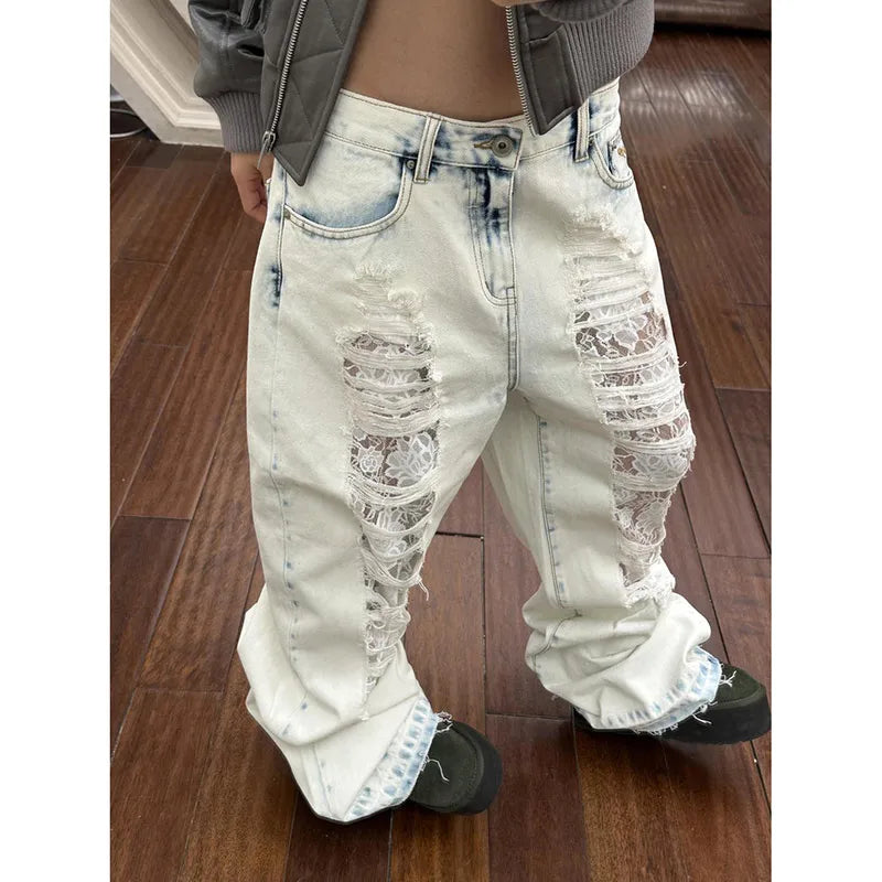 Light Blue Distressed Jeans - Planet Missy