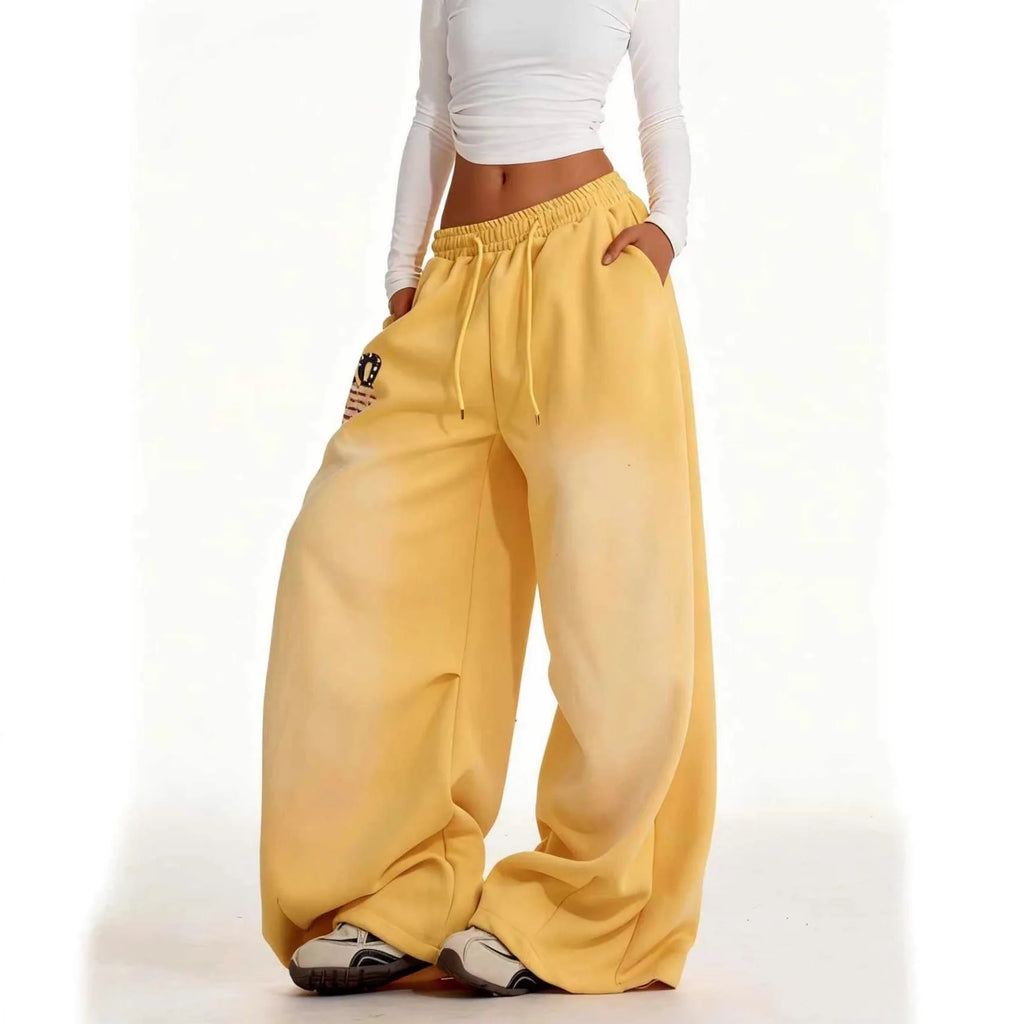 Retro Yellow Casual Sweatpants