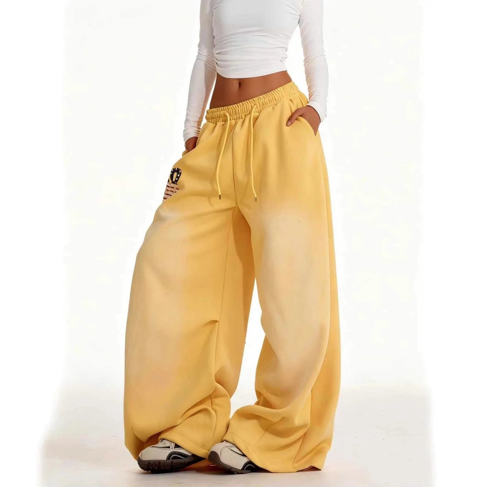 Retro Yellow Casual Sweatpants
