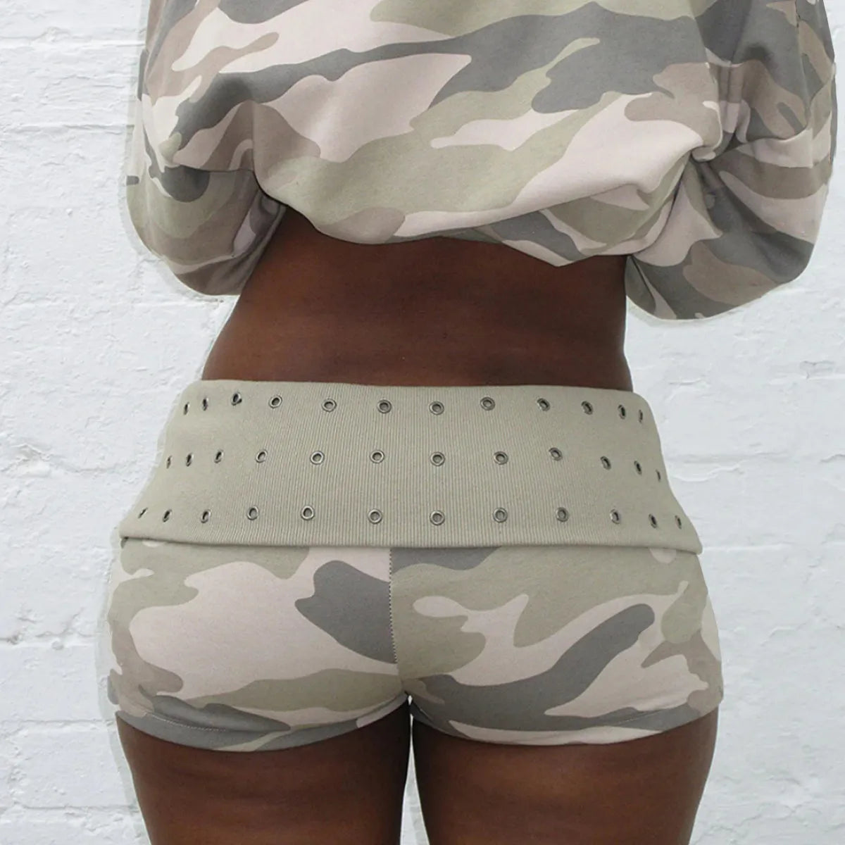 Camo Fold Over Micro Shorts - Planet Missy