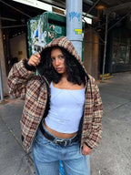 Checkered Stripe Oversized Hoodie