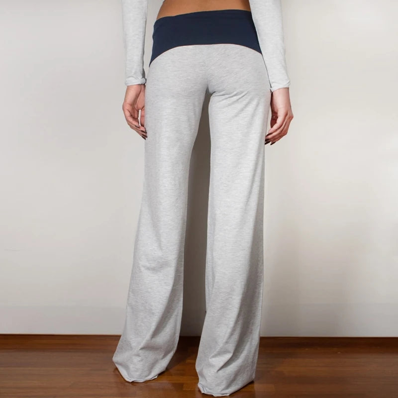 Pantalones de doble vuelta de cintura baja con parches