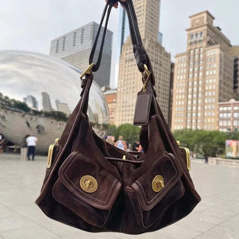 Luxe Velvet Multi-Pocket Shoulder Bag - Planet Missy