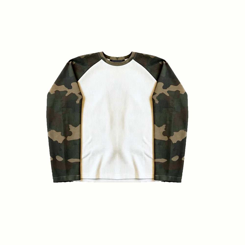 Camo Sleeve Contrast Raglan Long Sleeve Top - Green
